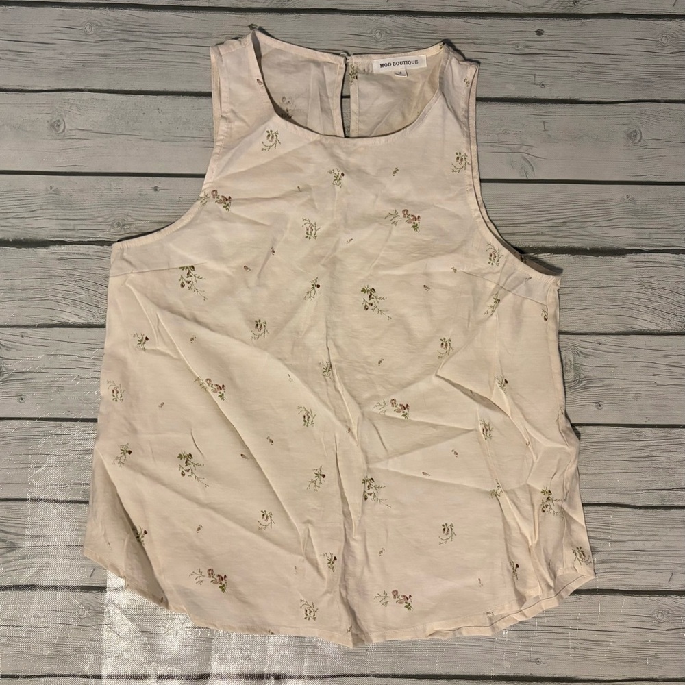 Mod Boutique Cream Floral Tank Top